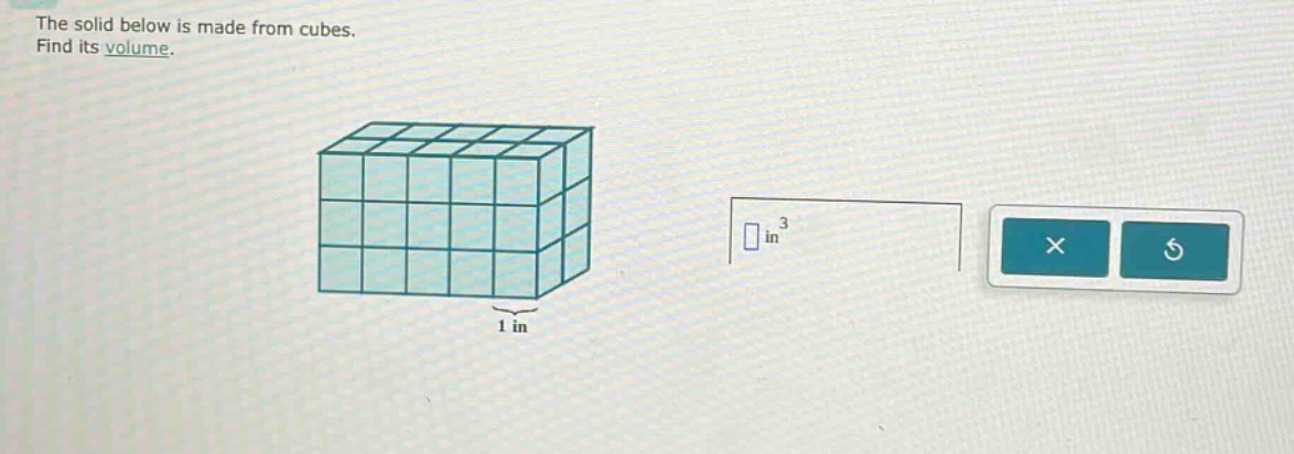 the solid below is made from cubes. find its volume. 1 in