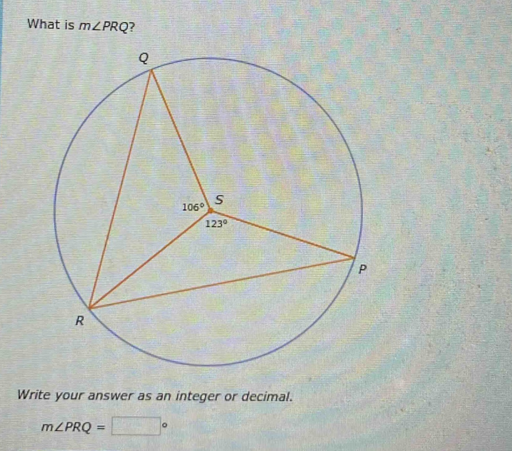 what is m∠prq? write your answer as an integer or decimal. m∠prq = °