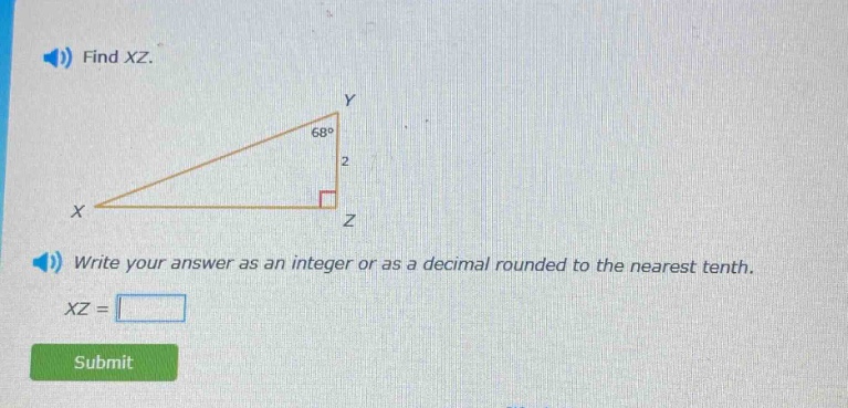 find xz. write your answer as an integer or as a decimal rounded to the nearest tenth. xz =