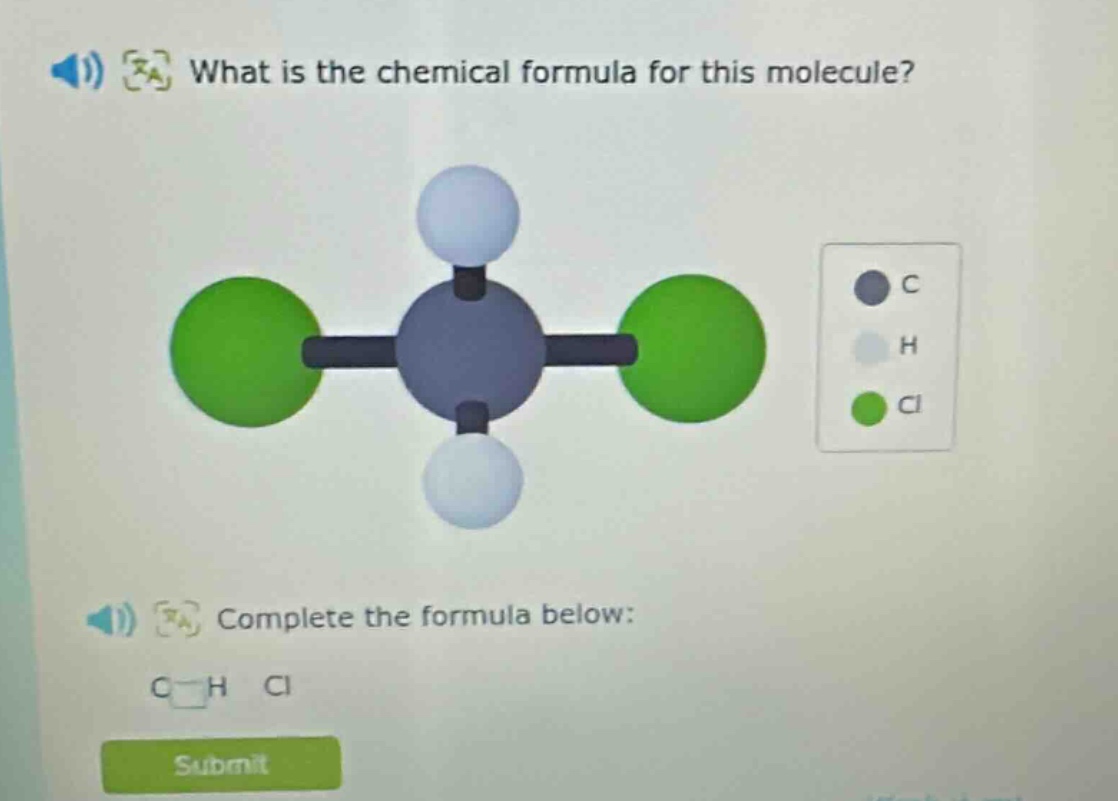 what is the chemical formula for this molecule? complete the formula below: c h cl