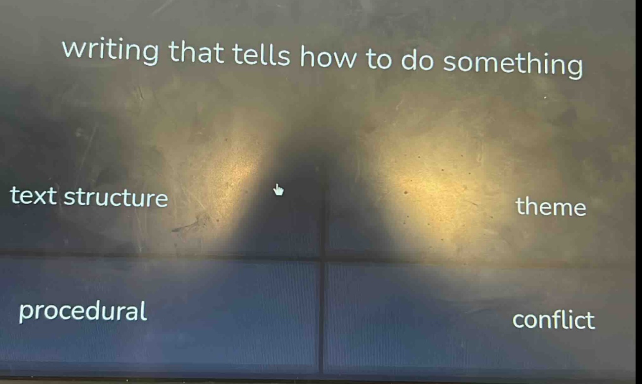 writing that tells how to do something text structure theme procedural conflict
