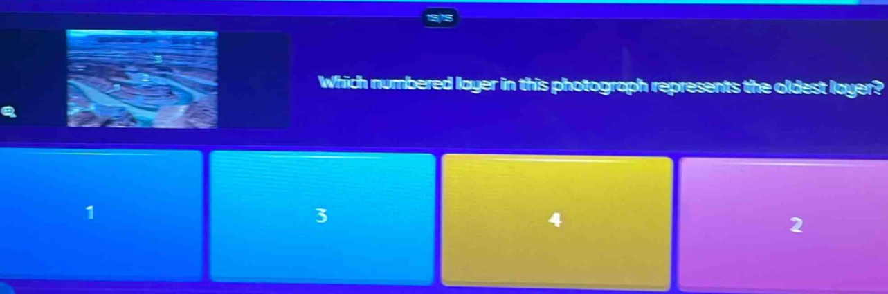 which numbered layer in this photograph represents the oldest layer? 1 3 4 2
