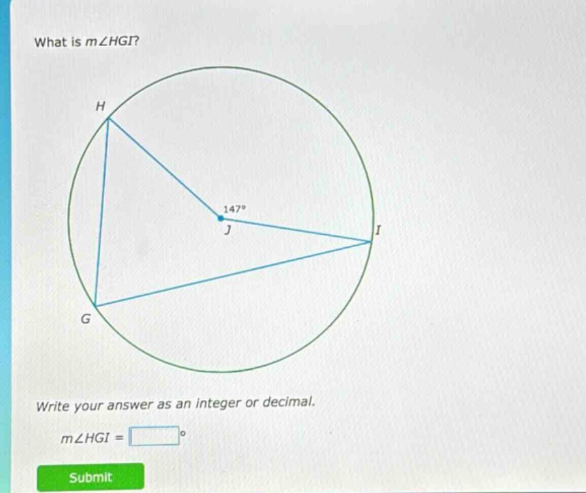 what is m∠hgi? write your answer as an integer or decimal. m∠hgi = °