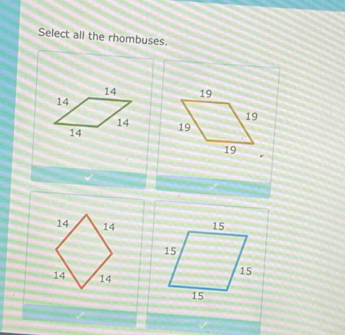 select all the rhombuses.