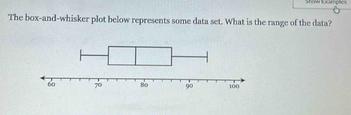 the box - and - whisker plot below represents some data set. what is the range of the data?