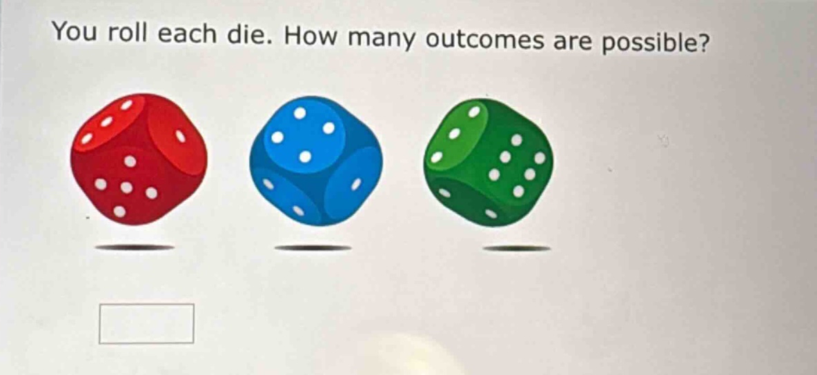 you roll each die. how many outcomes are possible?