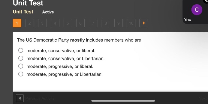 the us democratic party mostly includes members who are\nmoderate, conservative, or liberal.\nmoderate, conservative, or libertarian.\nmoderate, progressive, or liberal.\nmoderate, progressive, or libertarian.