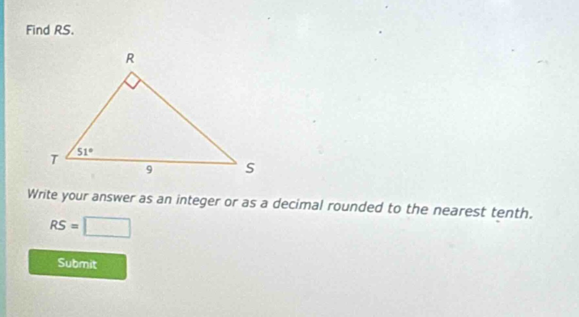 find rs. write your answer as an integer or as a decimal rounded to the nearest tenth. rs =
