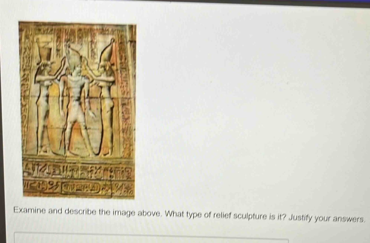 examine and describe the image above. what type of relief sculpture is it? justify your answers.