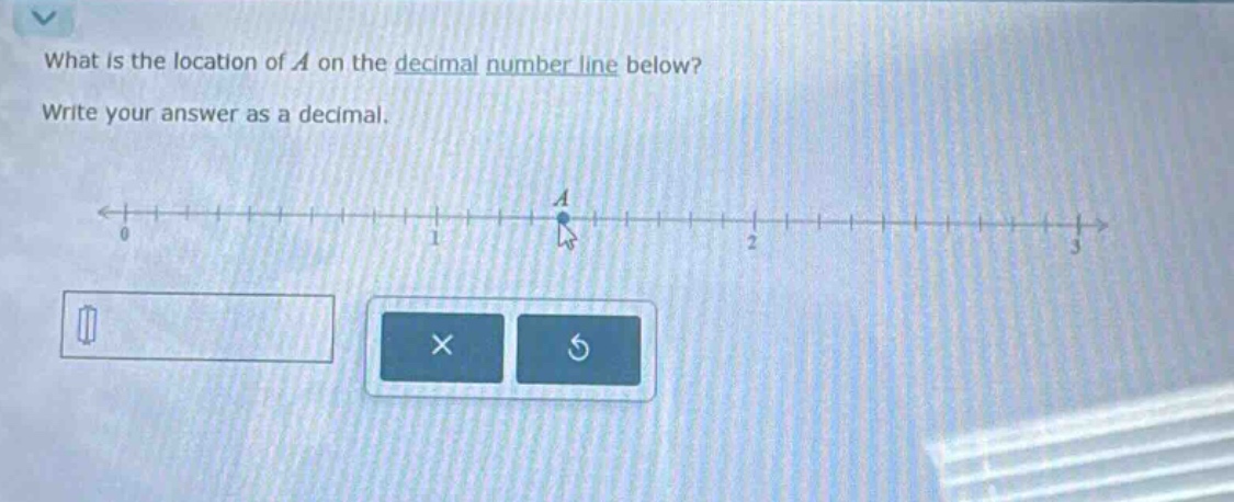 what is the location of a on the decimal number line below? write your answer as a decimal.