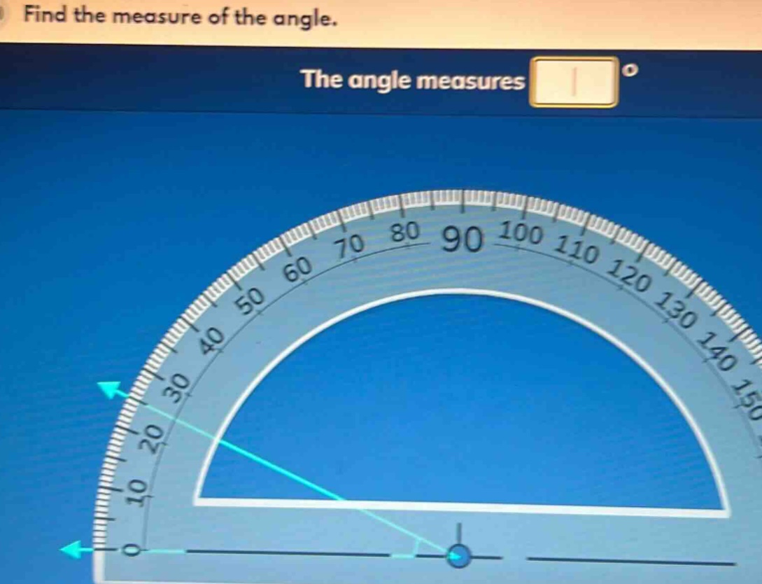 find the measure of the angle. the angle measures °