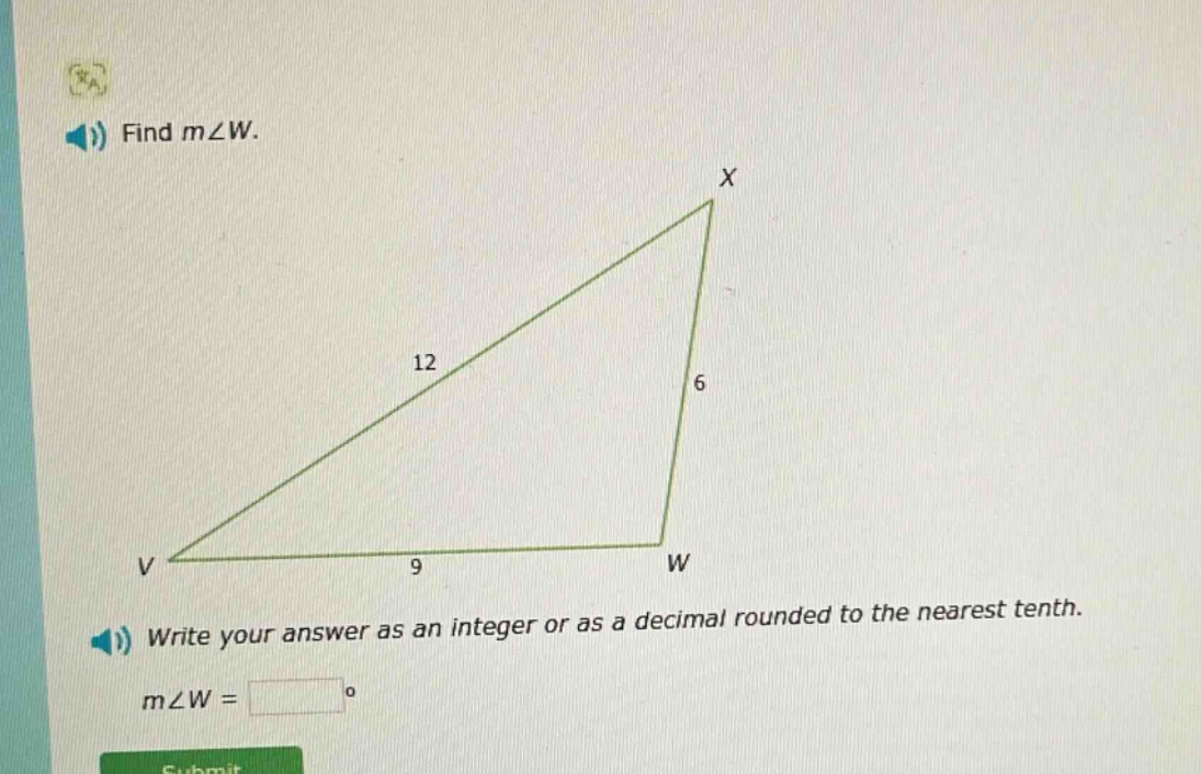 find m∠w. write your answer as an integer or as a decimal rounded to the nearest tenth. m∠w =