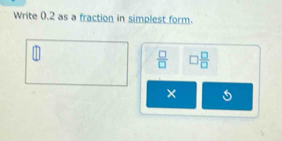 write 0.2 as a fraction in simplest form.