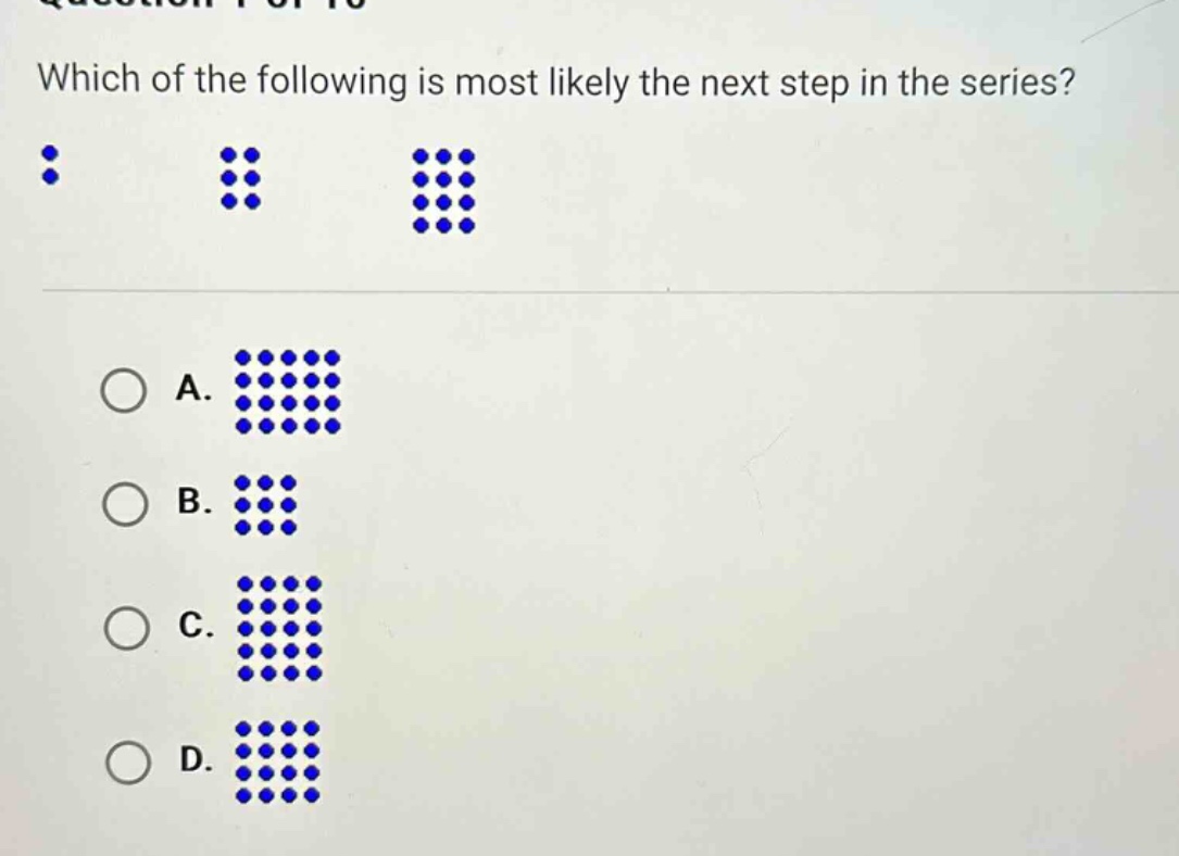which of the following is most likely the next step in the series?