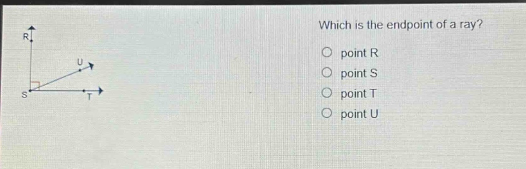 which is the endpoint of a ray? point r point s point t point u
