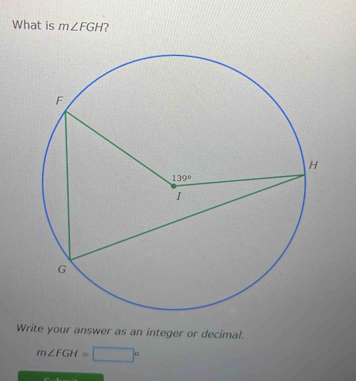 what is m∠fgh? write your answer as an integer or decimal. m∠fgh = °