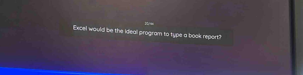 excel would be the ideal program to type a book report?