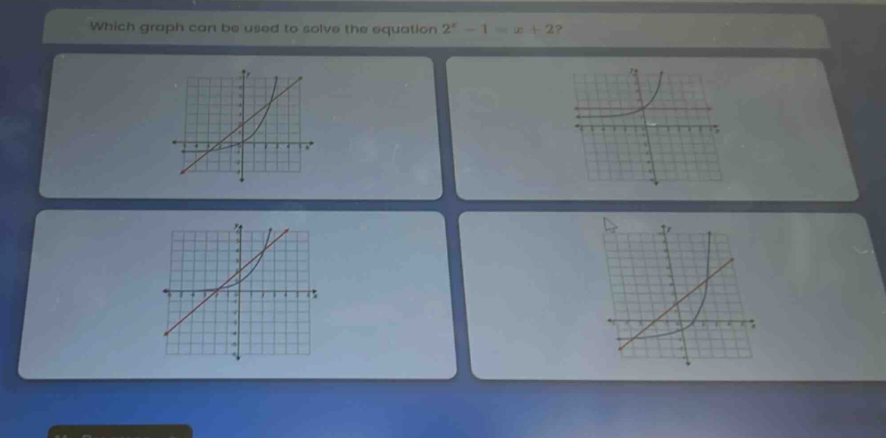 which graph can be used to solve the equation 2^x - 1 = x + 2?