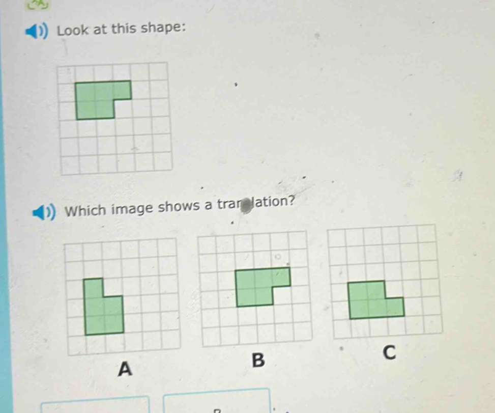 look at this shape: which image shows a translation?