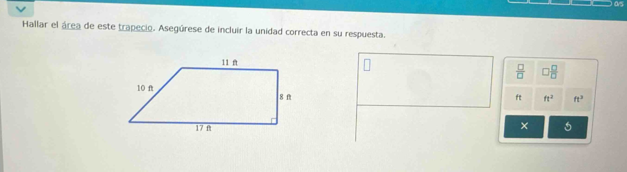 hallar el área de este trapecio. asegúrese de incluir la unidad correcta en su respuesta.