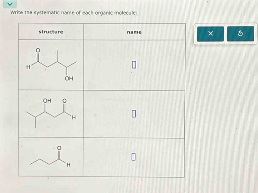 write the systematic name of each organic molecule: