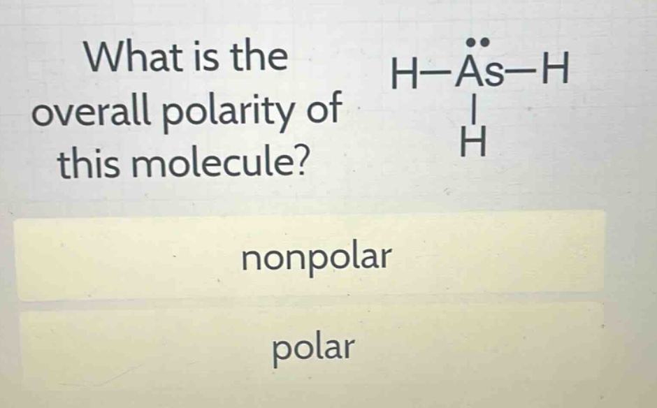 what is the overall polarity of this molecule? nonpolar polar