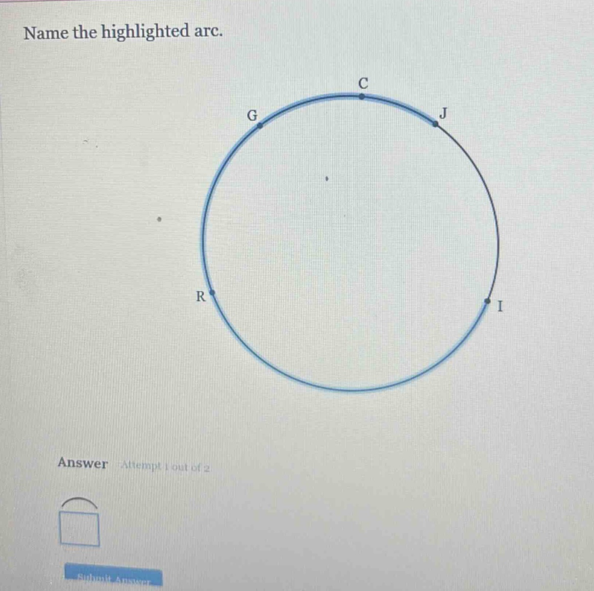 name the highlighted arc. answer attempt 1 out of 2