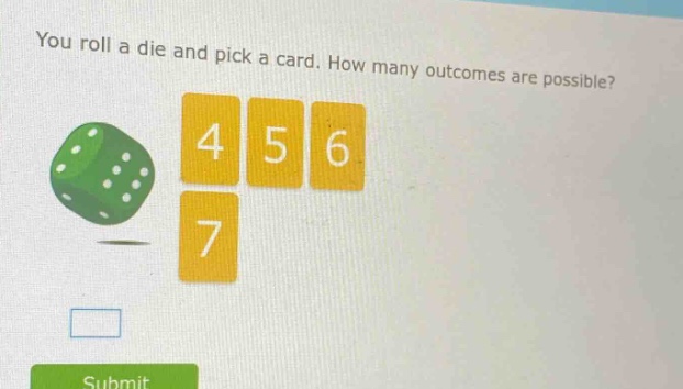 you roll a die and pick a card. how many outcomes are possible?