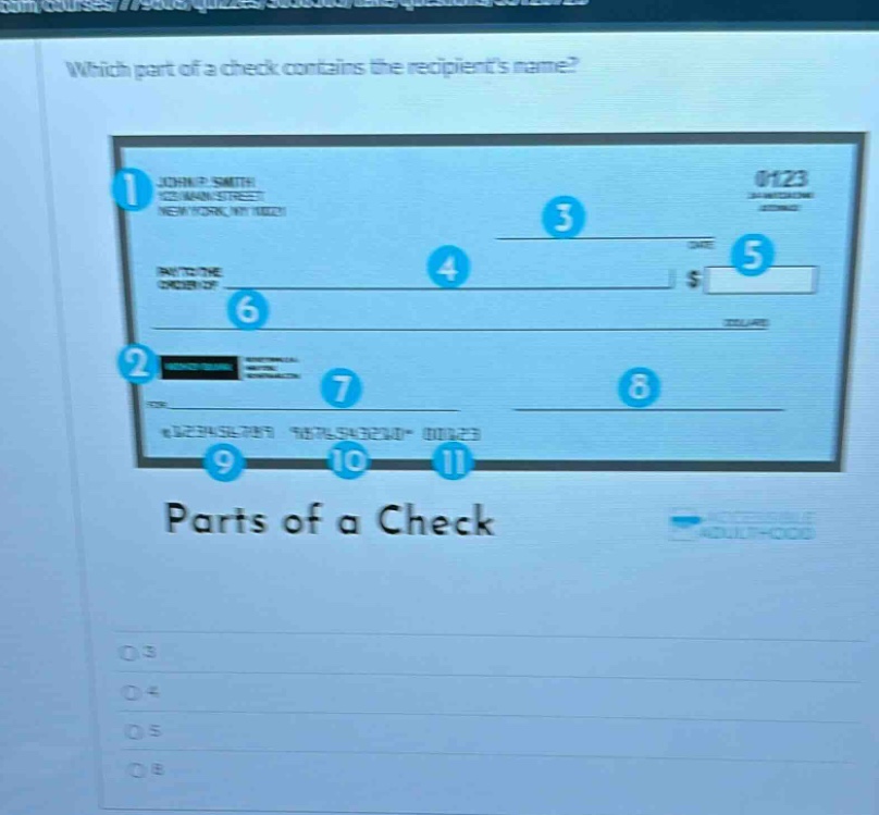 which part of a check contains the recipients name? parts of a check