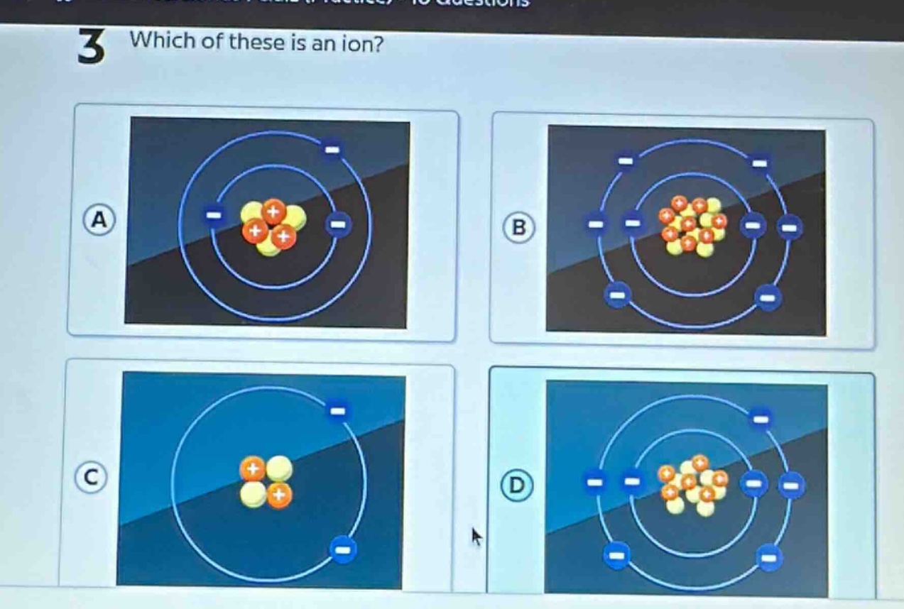 3 which of these is an ion?