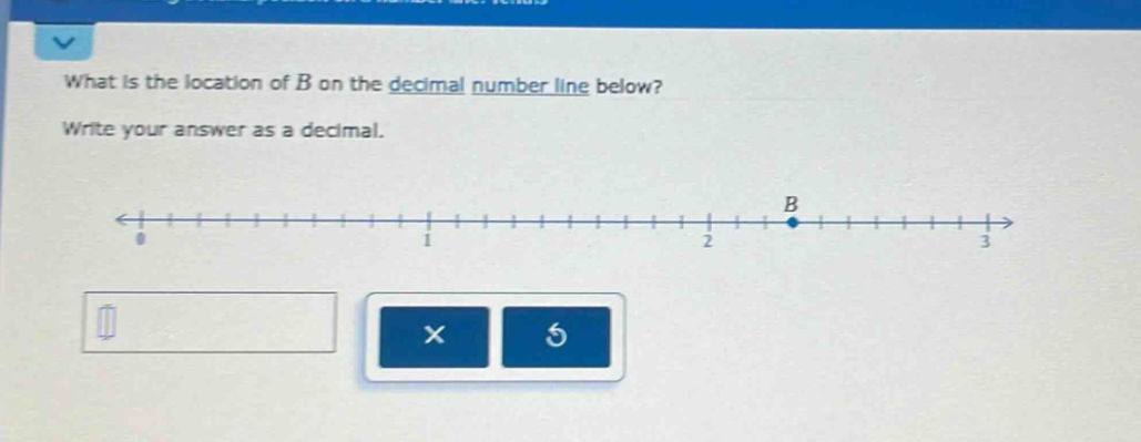 what is the location of b on the decimal number line below? write your answer as a decimal.