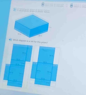a rectangular prism is shown below. which diagram is a net for this prism?