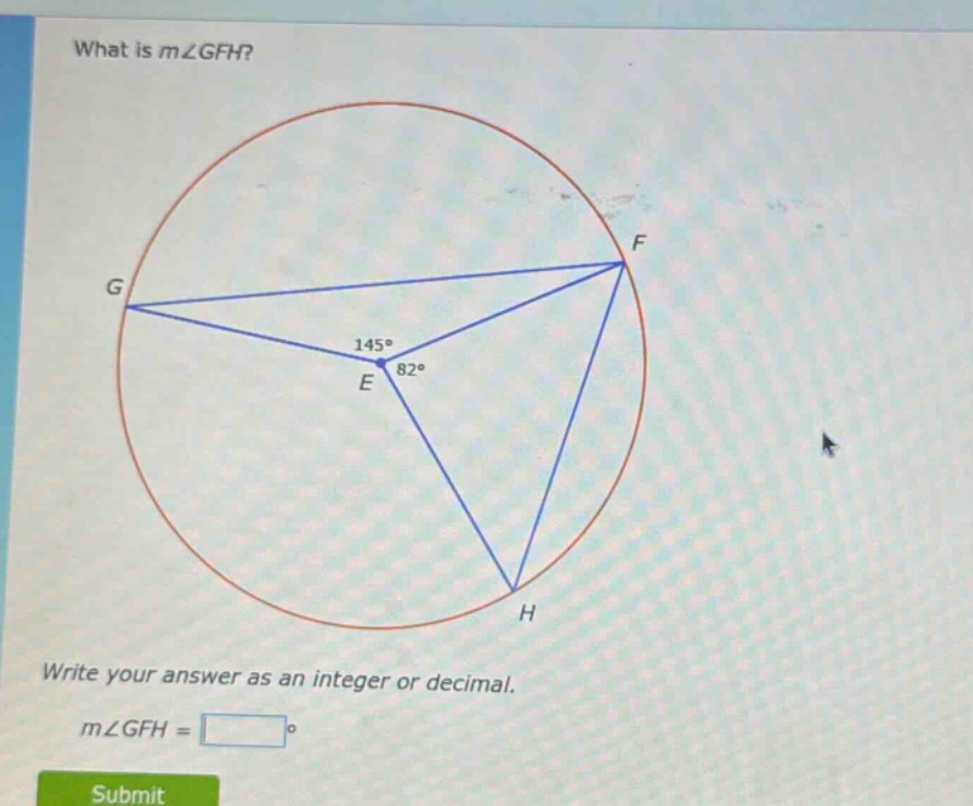 what is m∠gfh? write your answer as an integer or decimal. m∠gfh = °