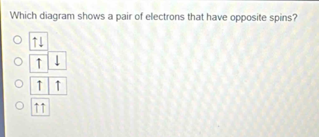 which diagram shows a pair of electrons that have opposite spins?