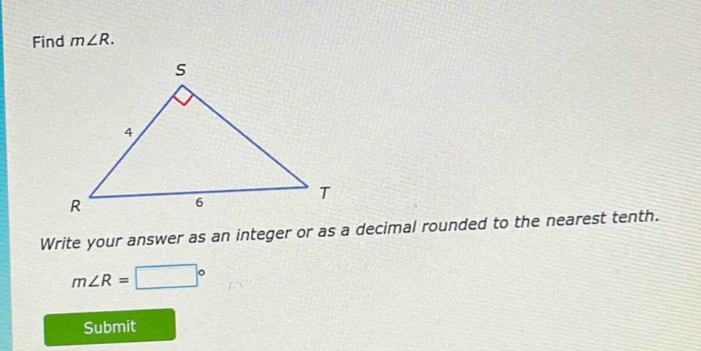 find m∠r. write your answer as an integer or as a decimal rounded to the nearest tenth. m∠r =