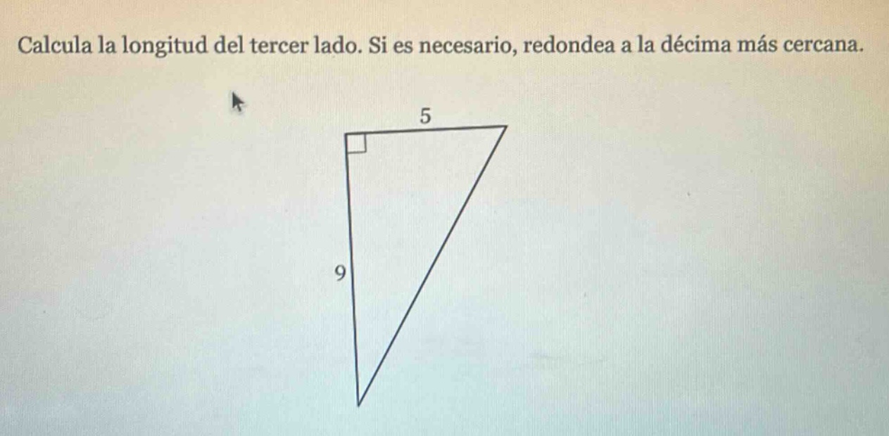 calcula la longitud del tercer lado. si es necesario, redondea a la décima más cercana.