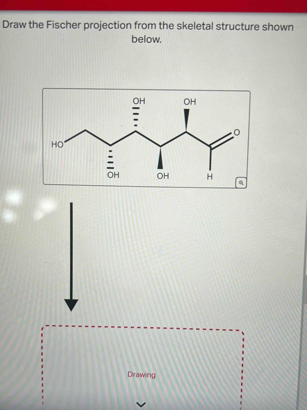 draw the fischer projection from the skeletal structure shown below.