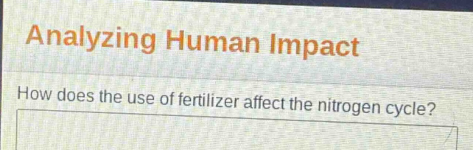analyzing human impact\nhow does the use of fertilizer affect the nitrogen cycle?