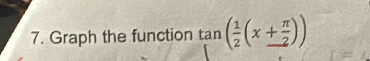 7. graph the function tan(1/2(x + π/2))