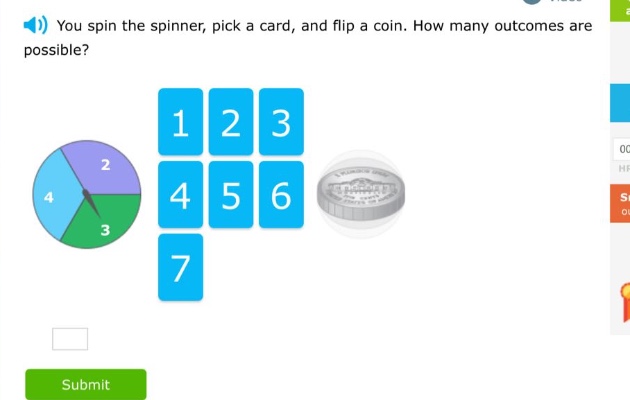 you spin the spinner, pick a card, and flip a coin. how many outcomes are possible?