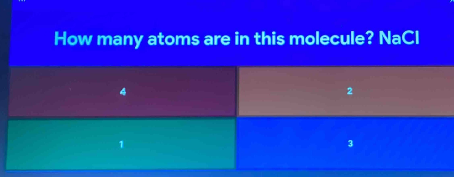 how many atoms are in this molecule? nacl