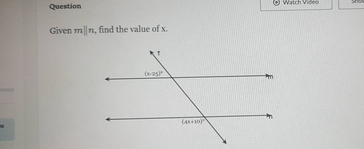 question given m||n, find the value of x.