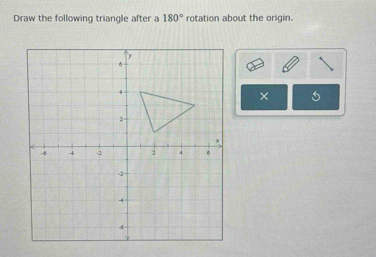 draw the following triangle after a 180° rotation about the origin.