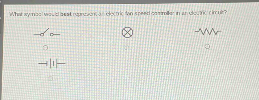 what symbol would best represent an electric fan speed controller in an electric circuit?