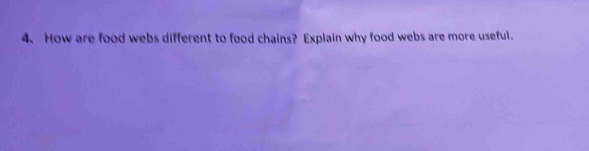 4. how are food webs different to food chains? explain why food webs are more useful.