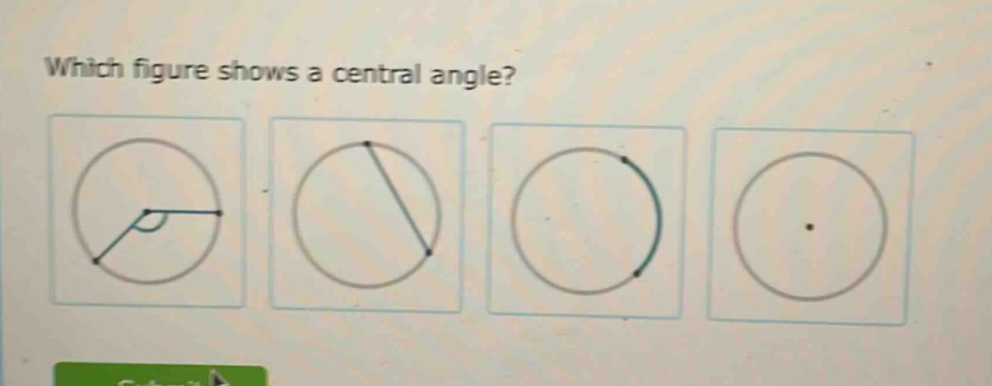 which figure shows a central angle?