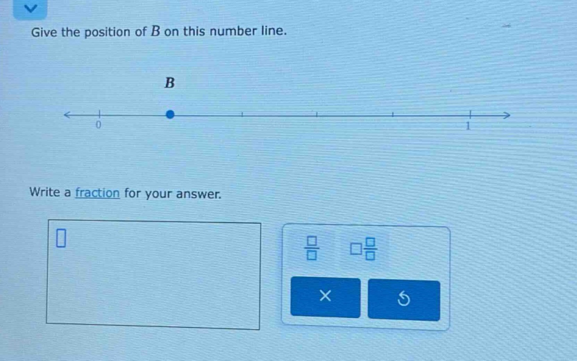 give the position of b on this number line. write a fraction for your answer.