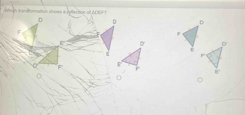 which transformation shows a reflection of △def?