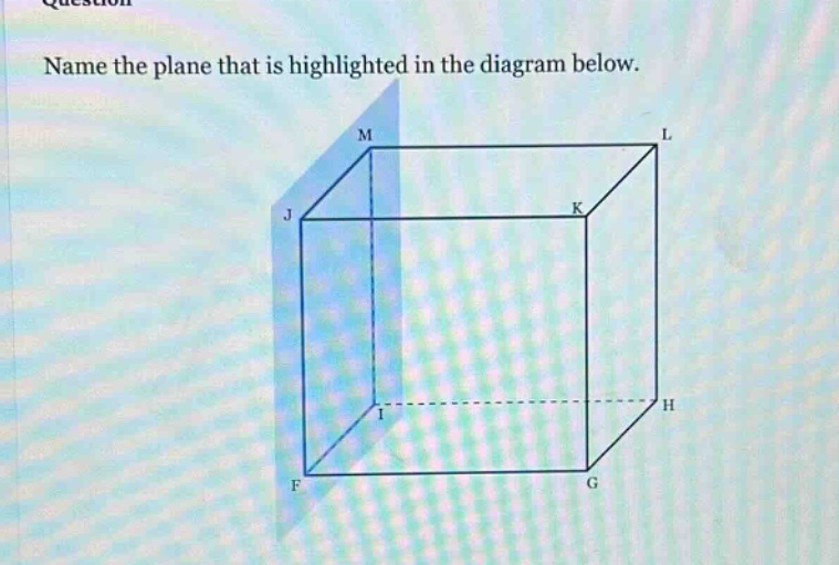 name the plane that is highlighted in the diagram below.