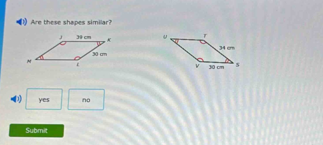 are these shapes similar? submit